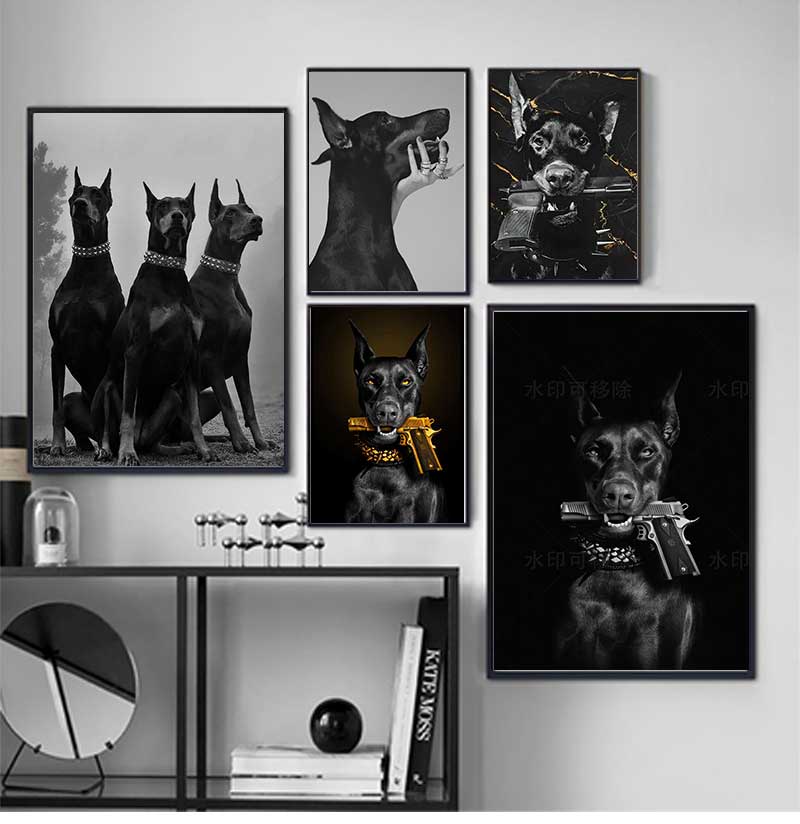 Photography Trend - Poster Moderno di Doberman Nero con